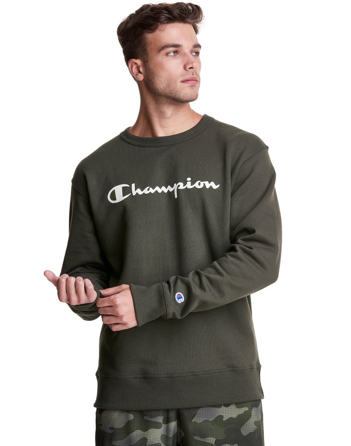 Sudadera Champion Hombre - Powerblend Fleece Crew Script Logo ( Verde ) 4951820-IV